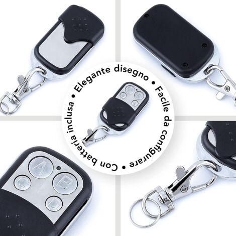 Universal gate remote control frequency 433.92 MHz for automatic gates with large routine radius. Programmable universal remote control with fixed coding, 12 V battery included (set of 3)