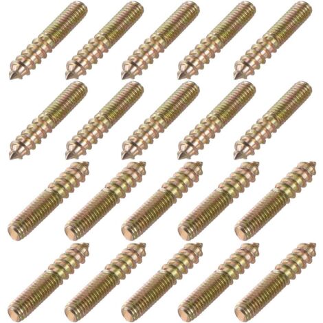M6 Coat Hanger Screws 1-3/8" (35mm) Length Self Tapping Double Head Screws Bolt 6mm Wood Connector Furniture Legs 20pcs (M6 x 35)