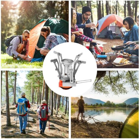 3000W Portable Camping Stove, Lightweight Folding Gas Burner with Piezo Ignition, Mini Ultralight Stable Stand, Pentole Split Adapter for Backpacking