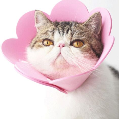 Pet Collar, Anti-Lick Collar, Protective Collar, Elizabethan Cat Collar (Pink, L)