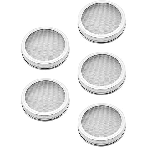 Pack of 5 stainless steel germination lids, pot lids, sieve lids for preserving jars, seeds, germination sieve