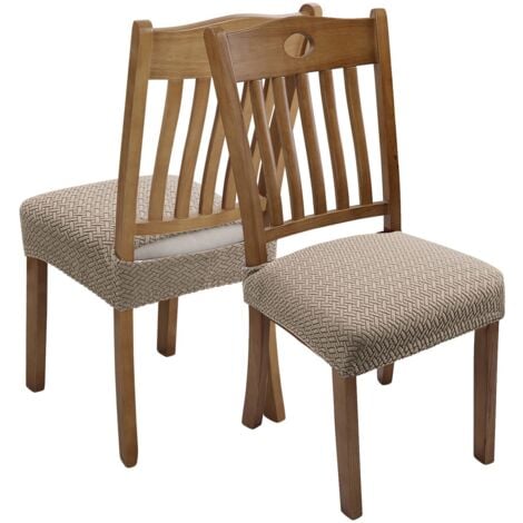 4 Pack Stretch Jacquard Chair Cover, Dining Chair Seat Cover, Removable and Washable (with Back Straps)