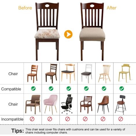 4 Pack Stretch Jacquard Chair Cover, Dining Chair Seat Cover, Removable and Washable (with Back Straps)