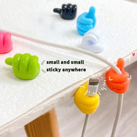 14 Pack Self Adhesive Thumb Wall Hooks, Multifunctional Wall Hooks, Self Adhesive Silicone Hooks, Mini Thumb Cable Clips, Self Adhesive Cable Clip