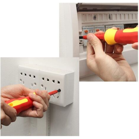 Set of 7 Insulated 500V Electrician Screwdrivers with Tester Screwdriver, Insulated Screwdriver with Handle, Replaceable Magnetic Insulated Screwdriver, Repair Tool Kit