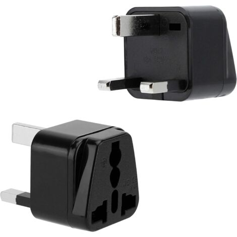 2x socket adapter in black - set of 2 travel adapters type G for sockets for Germany, Italy, Spain, France - converter conversion device (1/5)