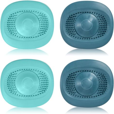 Shower Hair Catcher, Kitchen Sink Stopper, 4 Soft Silicone Drain Filters with Strong Adsorption, Can Press Vortex to Accelerate the Drain of the Hair Filter (1/5)