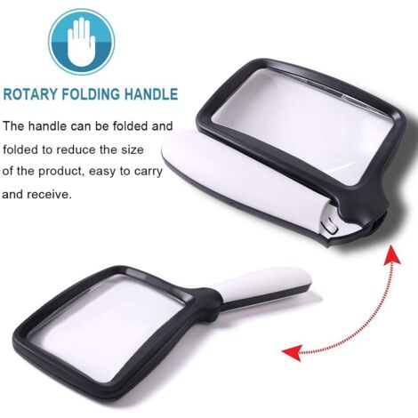 Foldable Reading Magnifier with 5 LED Lights, 3x Magnification with 2 ...