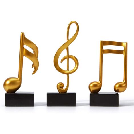 3pcs Decorative Figurine Music Note Sculpture Statue Modern Music Art for Christmas Piano Birthday Gift Resin Gold (1/5)