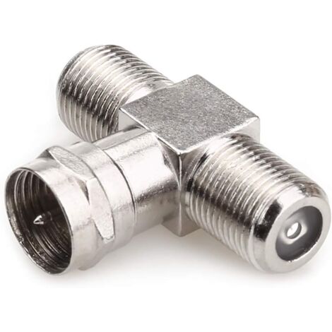 Type Male to 2 Female 3 Way Coaxial Cable Splitter Connector Adapter F Connector Satellite Indoor TV Antenna Cable Plug - 2 Pack