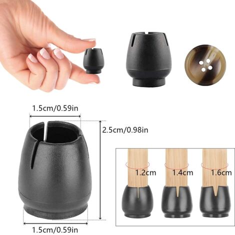 Chair Leg Protectors, 32 Pack, Non-Slip Table and Chair Feet, Scratch-Resistant Foot Pads, Rubber Protective Caps (12-16mm)