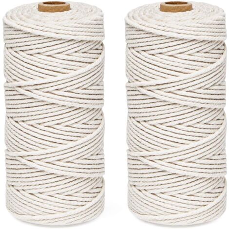 Macrame Rope Kit, 3mm x 200m Beige Cotton Yarn, 100% Cotton Macrame Yarn, Natural Cotton Cord for Knitting, Hanging, Planting, DIY, Decoration, Gift Wrapping - Beige