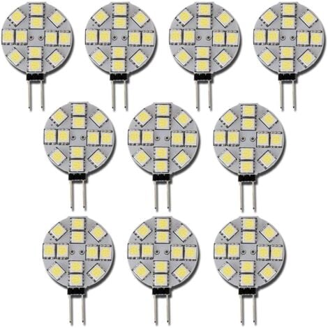 10x Ampoule LED G4 DC 12V Non dimmable Blanc 6000K Ampoule de lumière Remplacement 20W Lampe halogène pour Cuisine Camping-Car RV remorque Bateau