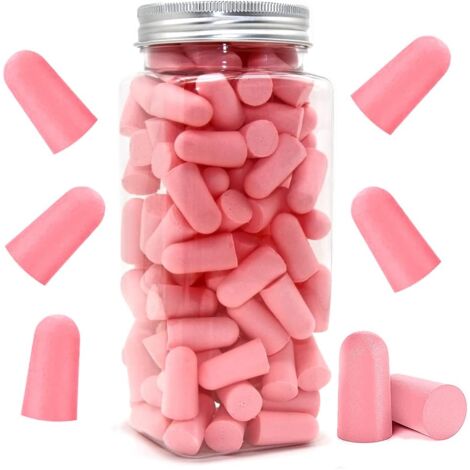 Soft Foam Ear Plugs, 38dB Highest SNR, 60 Pairs Comfortable Reusable Ear Plugs for Sleeping, Snoring, Studying (Pink)