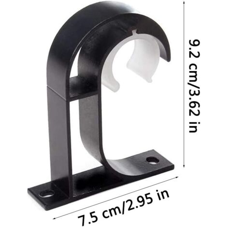4pcs Curtain Rod Brackets, Curtain Rod Bracket, Black Curtain Rod Brackets, Aluminum Alloy Curtain Bracket with 8 Screws, Ceiling Hanging Rod Bracket