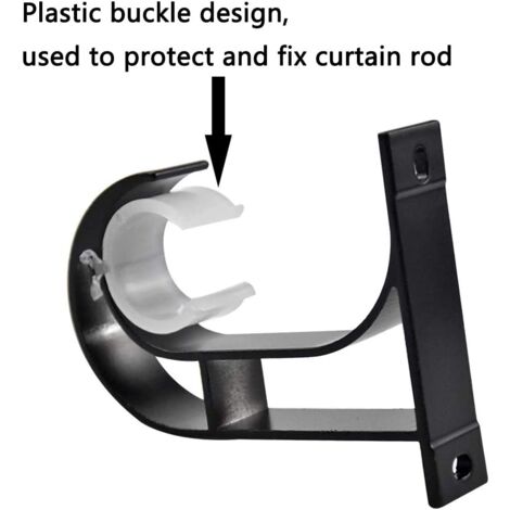 4pcs Curtain Rod Brackets, Curtain Rod Bracket, Black Curtain Rod Brackets, Aluminum Alloy Curtain Bracket with 8 Screws, Ceiling Hanging Rod Bracket