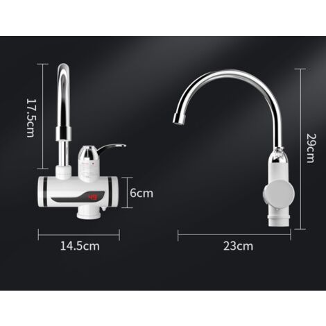 Kai Electric Water Heater for Kitchen, Digital Electric Heater, Dual Use and Instant Hot and Cold Water Tap, EU Plug, G1/2 (Water Bottom)