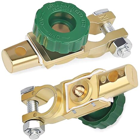 2 Pack Battery Isolator Switch To disconnect the universal connection of your car, van, boat, universal battery isolator switch with green button 12 V or 24 V (1/5)