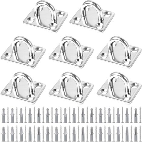 8pcs Stainless Steel Eyelet Plate, Eyelet Plate Fastener for Awning, Stainless Steel Eyelet Plate for Boat Cover, Wall Swing, Hammock, Marine