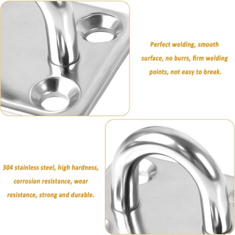 8pcs Stainless Steel Eyelet Plate, Eyelet Plate Fastener for Awning, Stainless Steel Eyelet Plate for Boat Cover, Wall Swing, Hammock, Marine