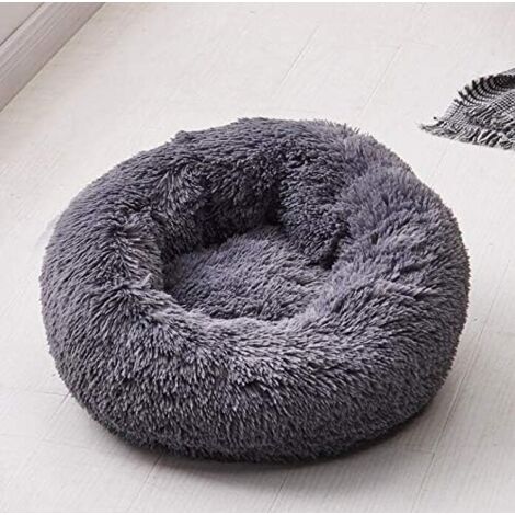 Sleeping Round Basket for Dogs and Cats, Plush Basket, Pillow, Thick Mattress, Round Winter Bed for Pets (XS/40 cm, Dark Grey)