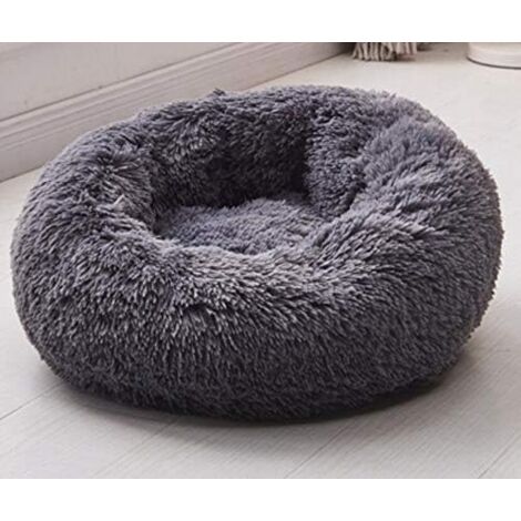 Sleeping Round Basket for Dogs and Cats, Plush Basket, Pillow, Thick Mattress, Round Winter Bed for Pets (XS/40 cm, Dark Grey)