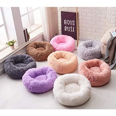 Sleeping Round Basket for Dogs and Cats, Plush Basket, Pillow, Thick Mattress, Round Winter Bed for Pets (XS/40 cm, Dark Grey)