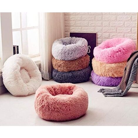 Sleeping Round Basket for Dogs and Cats, Plush Basket, Pillow, Thick Mattress, Round Winter Bed for Pets (XS/40 cm, Dark Grey)