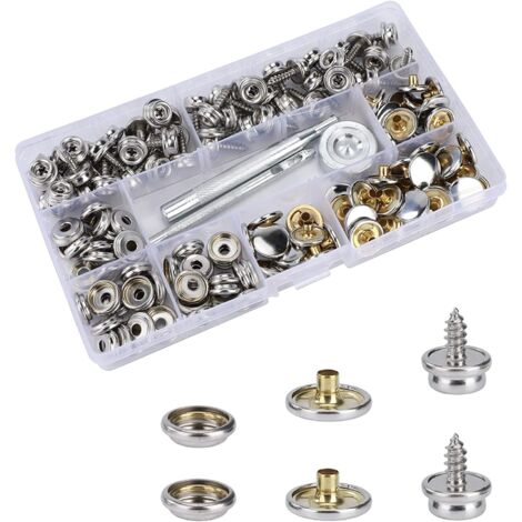 Screw Canvas Rivets Pack of 50 Marine Grade Stainless Steel Snap Fasteners with 2 Fixing ...