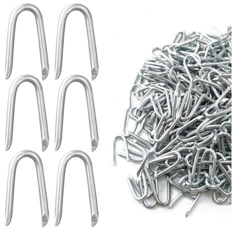 U-shaped nail for fence, 500g (approx. 350 pieces), 25mm galvanized fence clamp, fence clamp for fence fence, sheep fence, fence post, fence