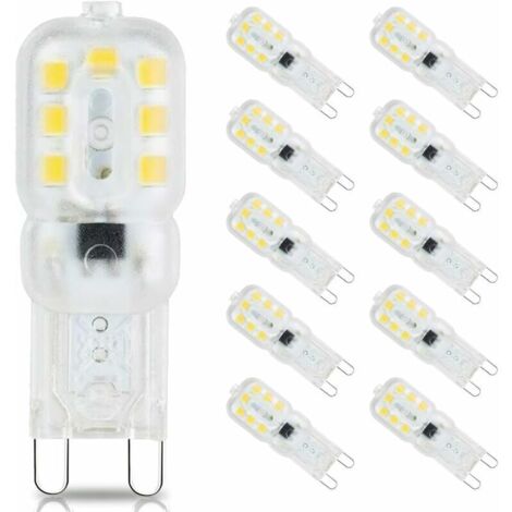 G9 LED Bulb, 3W G9 LED Bulbs (Equivalent to 33W Halogen G9 Bulbs), LED G9 Bulbs, Cool White 6000K, Flicker Free, 360 Degree Angle, AC 220-240V, 10 Pack [Energy Class E]