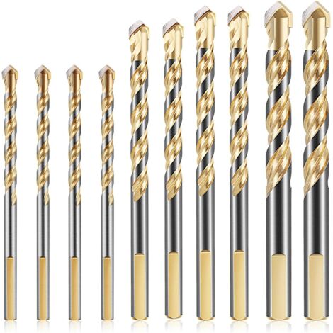 Wood Drill Bits Multifunction Drill Bit Pofessional Masony Dill Bit Set 10PCS Fo Glassbrickplasticcementwoodtileetc Industrial Strength Carbide Drill Bit Tip 18 12 By Titggi Mechas De Taladro Para Pared Tile Drill Bits