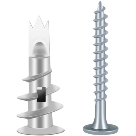 100 pieces metal screws and dowels, plasterboard dowels, self-drilling dowels, placo dowels with screws, plasterboard tile dowels, for homemade plasterboard fixings