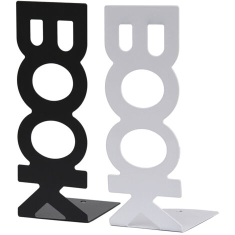Vertical Bookends, Non-Slip Solid Metal Bookends for Home, Office, Study and Shelves (Black) (1/5)