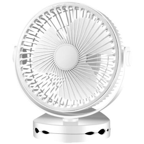 Camping Fan Clip, USB Fan, 6-21 Hours Use, 4 Speeds with LED Lights and Tent Hook, 360° Rotation, Quiet Rechargeable Table Fan for Outdoor, White (1/5)