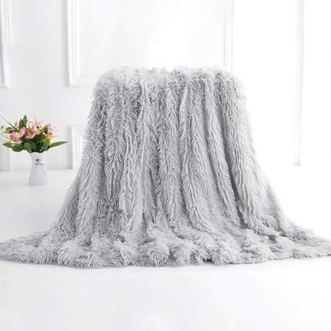 160  200cm Super Soft Warm Plush Throw Blanket Double Sided Fleece Blanket (Gray)