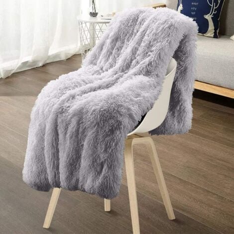 160  200cm Super Soft Warm Plush Throw Blanket Double Sided Fleece Blanket (Gray)