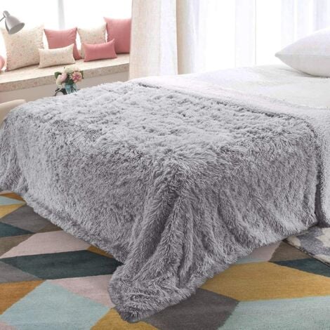 160  200cm Super Soft Warm Plush Throw Blanket Double Sided Fleece Blanket (Gray)