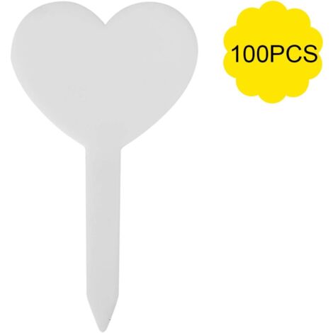 100pcs Colors Heart Shaped Garden Labels Plant Labels Sunproof PVC Material Waterproof Durable for Fruit Tree Seedlings (White) (1/5)