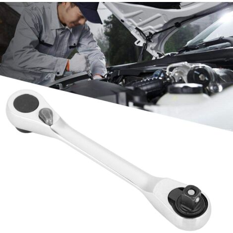 Mini double-head ratchet wrench 1/4 inch, 72-tooth socket and screwdriver bit, quick release ratchet wrench (108 mm)
