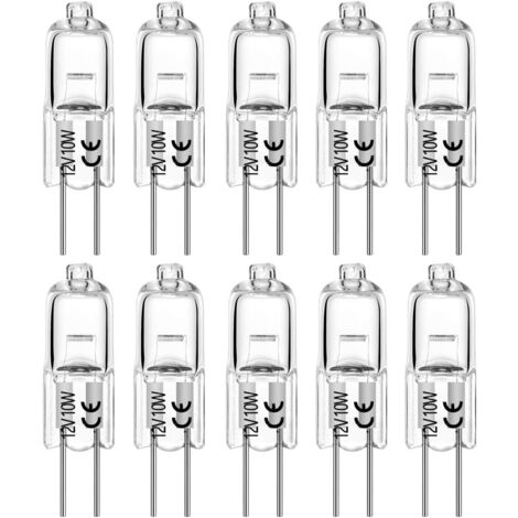 G4 Halogen Bulbs 10W 12V T3 JC Type 2 Pin Base Replacement for Landscape Lighting Under Cabinet Puck Light Track Lighting Dimmable (10 Pack)