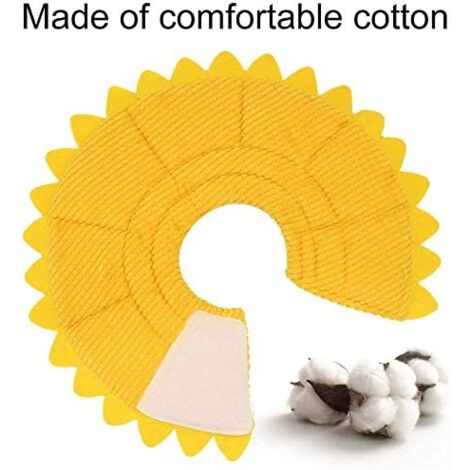 Dog Cat Collars Anti Bite Adjustable Protection Comfortable Cone Shaped Recovery Collar for Dogs and Cats with Adorable Yellow Sunflower Pattern (M)