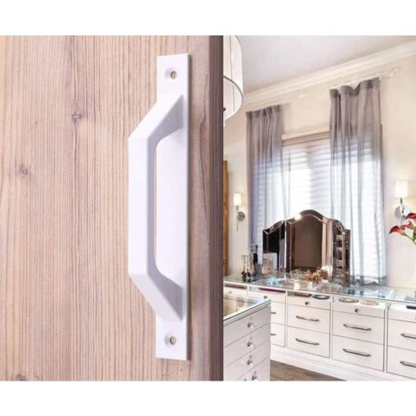Aluminum alloy kitchen door handle with glass and plastic assembly (D white)