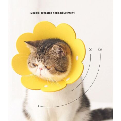 Pet Collar, Anti-Lick Collar, Protective Collar, Elizabethan Cat Collar (Yellow, M)