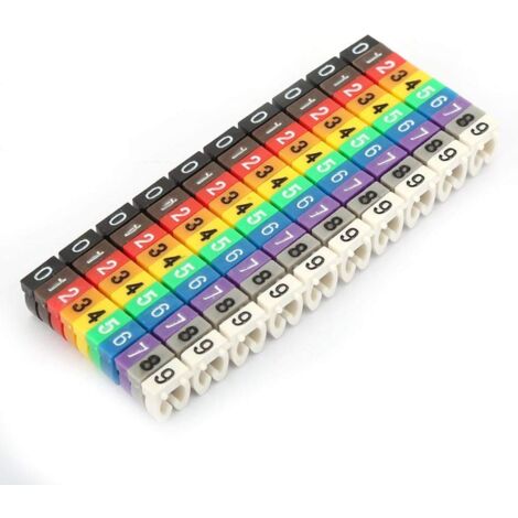Cable Tag, Coded Digital Cable Tag Clip with Numbers from 0 to 9, Colorful Plastic Type C Cable Marker, Anti-Lose (4.0mm², 100pcs) (1/5)