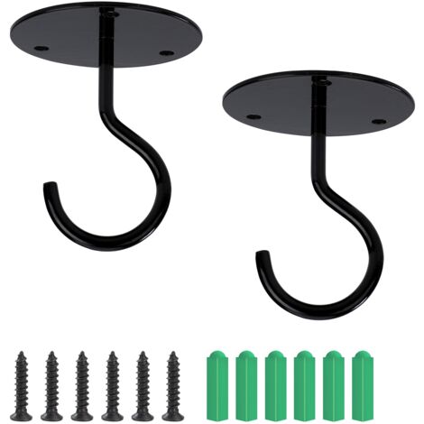 Ceiling Hooks, Screw Mounted, Top Wall Hooks for Hanging Lights, Garden Plant Baskets, Planters, Bird Houses, Lanterns, Wind Chimes, Mosquito Nets (2 Pack)