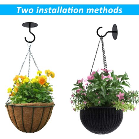 Ceiling Hooks, Screw Mounted, Top Wall Hooks for Hanging Lights, Garden Plant Baskets, Planters, Bird Houses, Lanterns, Wind Chimes, Mosquito Nets (2 Pack)