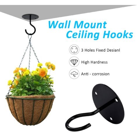 Ceiling Hooks, Screw Mounted, Top Wall Hooks for Hanging Lights, Garden Plant Baskets, Planters, Bird Houses, Lanterns, Wind Chimes, Mosquito Nets (2 Pack)