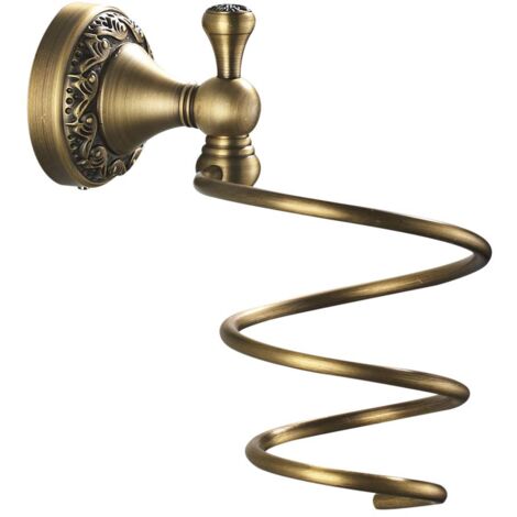 Hairdryer Holder, Hairdryer Holder, Bronze Plating, Retro Solid Copper with Incision, Wall Mount, Storage, Bathroom Accessories, Decoration Accessories (1/5)