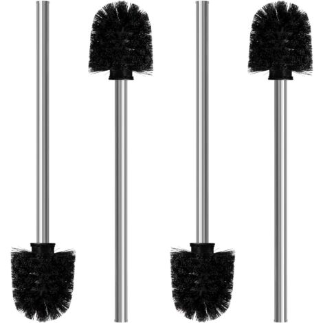 Set of 4 toilet brushes - Puppy brush with 8 cm diameter - Toilet cleaning broom with stainless steel handle - Toilet brush with elegant and classy design